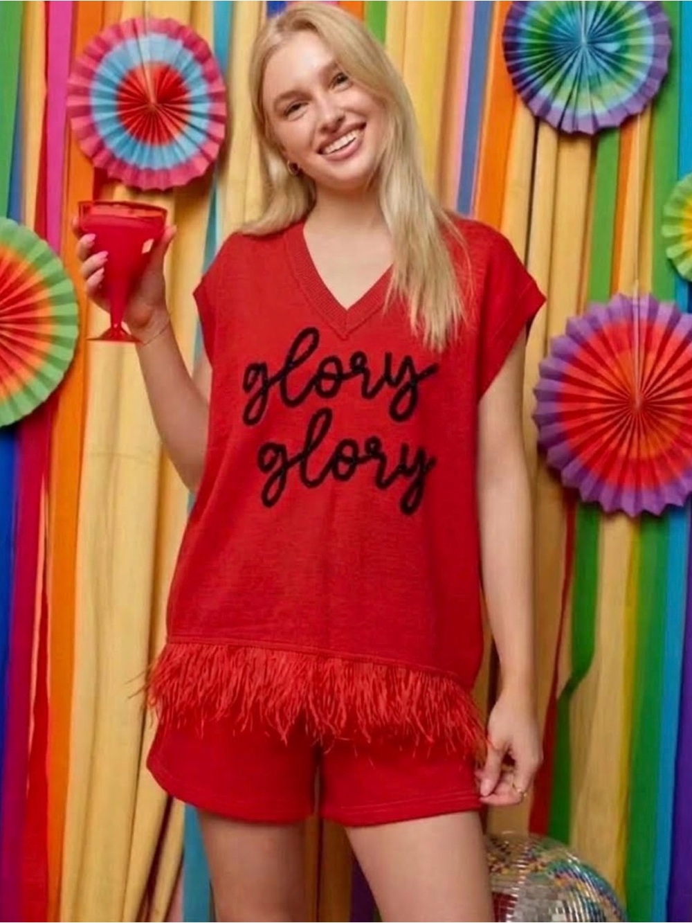 Queen of Sparkles Glory Glory feather sweater